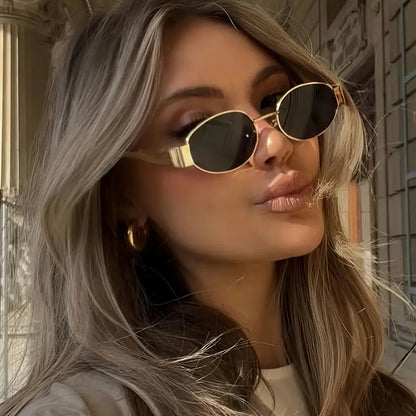 Cross-Border Popular Small Round Frame Metal Frame Popular European and American Women's Sunglasses Internet Celebrity Sunglasses Versatile Trendy Sunglasses