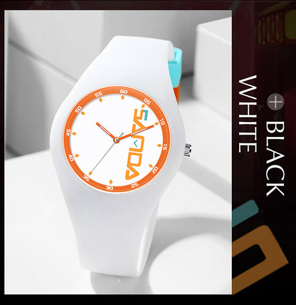 SANDA Outdoor Sports Watch Simple Waterproof Men's and Women's Fashion Quartz Watch Silicone Tape Casual Student Quartz Watch