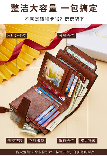 New men's wallet driver's license integrated first layer cowhide anti-theft credit card degaussing leather wallet cross-border explosions