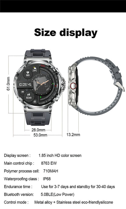 V69 Smart Watch 1.85inch Large Screen Bluetooth Call Large Screen Heart Rate Blood Oxygen Multi-Sport Outdoor Pedometer Bracelet