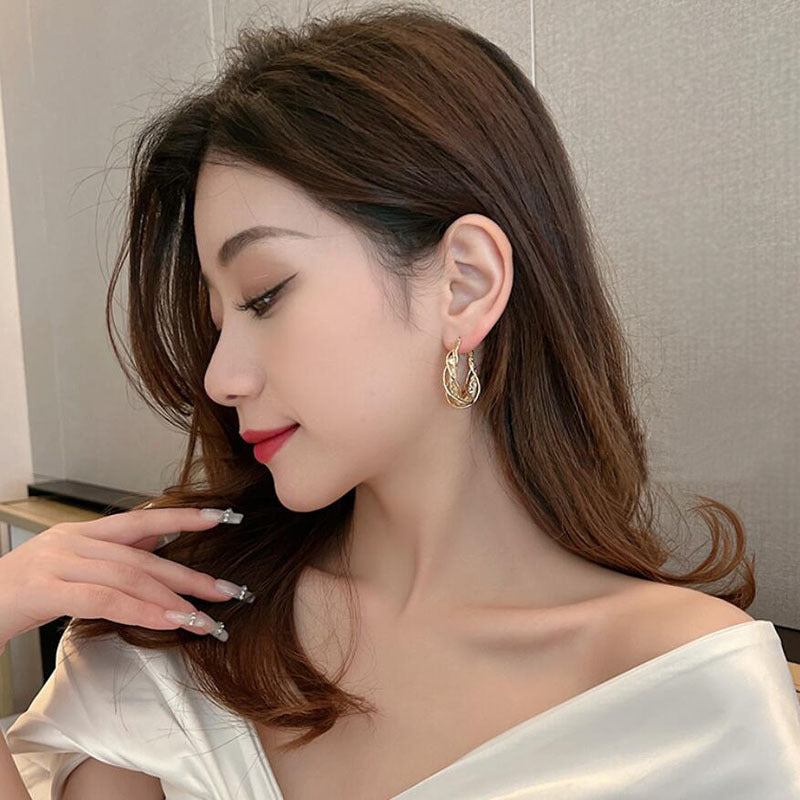 European and American New Full Diamond Circle Earrings Niche Light Luxury Design Sense Earrings Female Temperament Exaggerated Circle Fashion Earrings