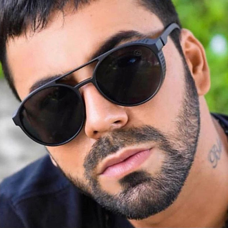 European and American Fashion Trend New Double-Beam Sunglasses Steampunk Sunglasses Round Retro Sunglasses 97040