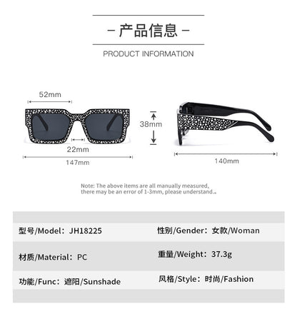 Diamond-Encrusted Starry Sky Square Sunglasses, Personalized Sunglasses, Fashionable Internet Celebrity Street Photography, Catwalk Versatile Sunglasses