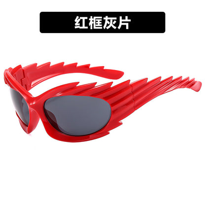 Barbed Hedgehog Sunglasses Y2K European and American Personalized Wings Cycling Sunglasses Concave Shape Ins Trendy Sunglasses for Women