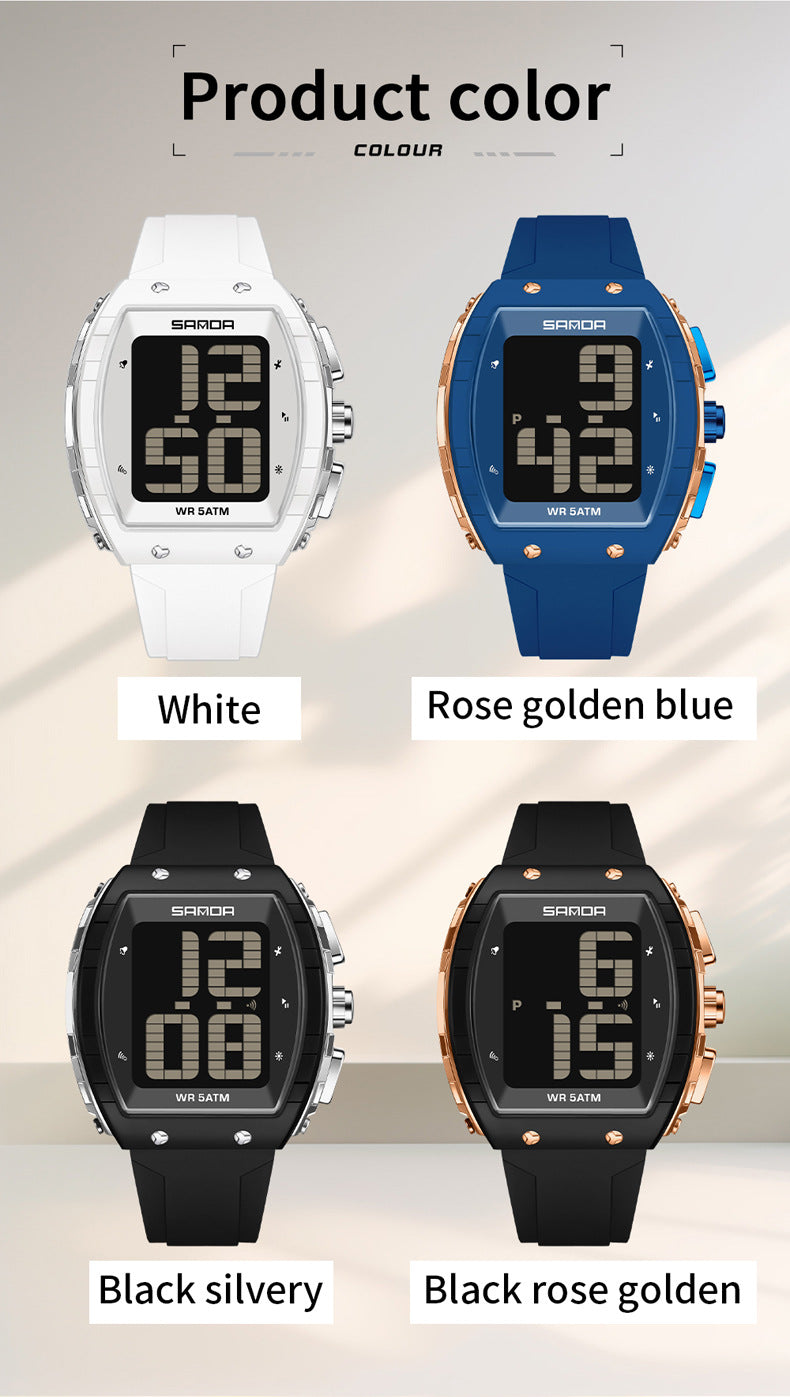 Sanda Elderly Voice Time Watch Large Digital Screen Luminous Multi-Function Watch Waterproof Calendar Digital Watch