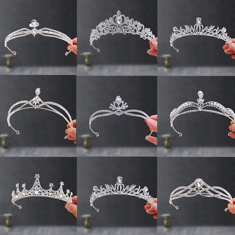 Bridal Crown Tiara Rhinestone Crown Wedding Dress Diamond Costume Eighteenth Birthday Coming-Of-Age Ceremony Birthday Princess Hair Accessory
