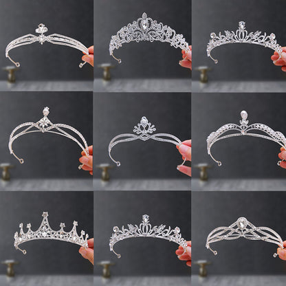Bridal Crown Tiara Rhinestone Crown Wedding Dress Diamond Costume Eighteenth Birthday Coming-Of-Age Ceremony Birthday Princess Hair Accessory