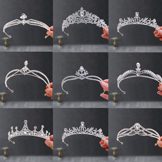 Bridal Crown Tiara Rhinestone Crown Wedding Dress Diamond Costume Eighteenth Birthday Coming-Of-Age Ceremony Birthday Princess Hair Accessory