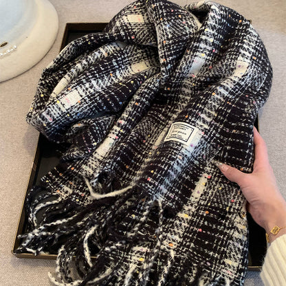 2025 New Korean Style Gypsophila Plaid Scarf Women's Autumn and Winter Student Couple Shawl Versatile Warm Scarf Wholesale