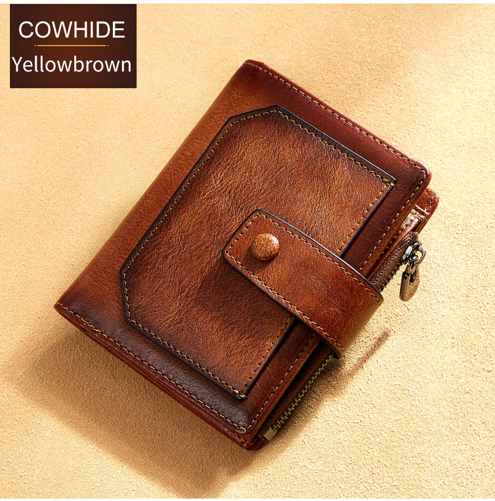 Men's wallet wholesale leather zipper short retro wallet RFID anti-theft foreign trade leather wallet manufacturers processing