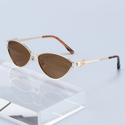 Fashionable Metal Cat-Eye Sunglasses European and American Trendy Women's Sunglasses Light Luxury High-End Anti-Uv Sunglasses for Men