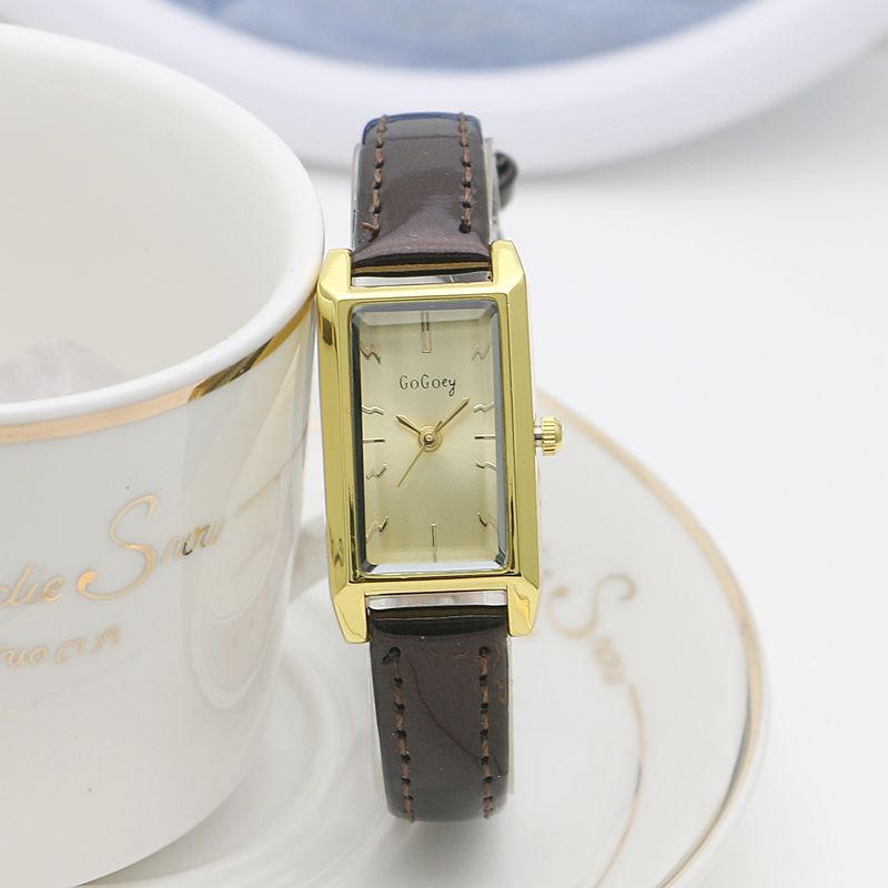 Small Rectangular Thin Strap Simple Women's Leather Strap Watch Trendy Leather Strap Watch Women's Quartz Watch 270