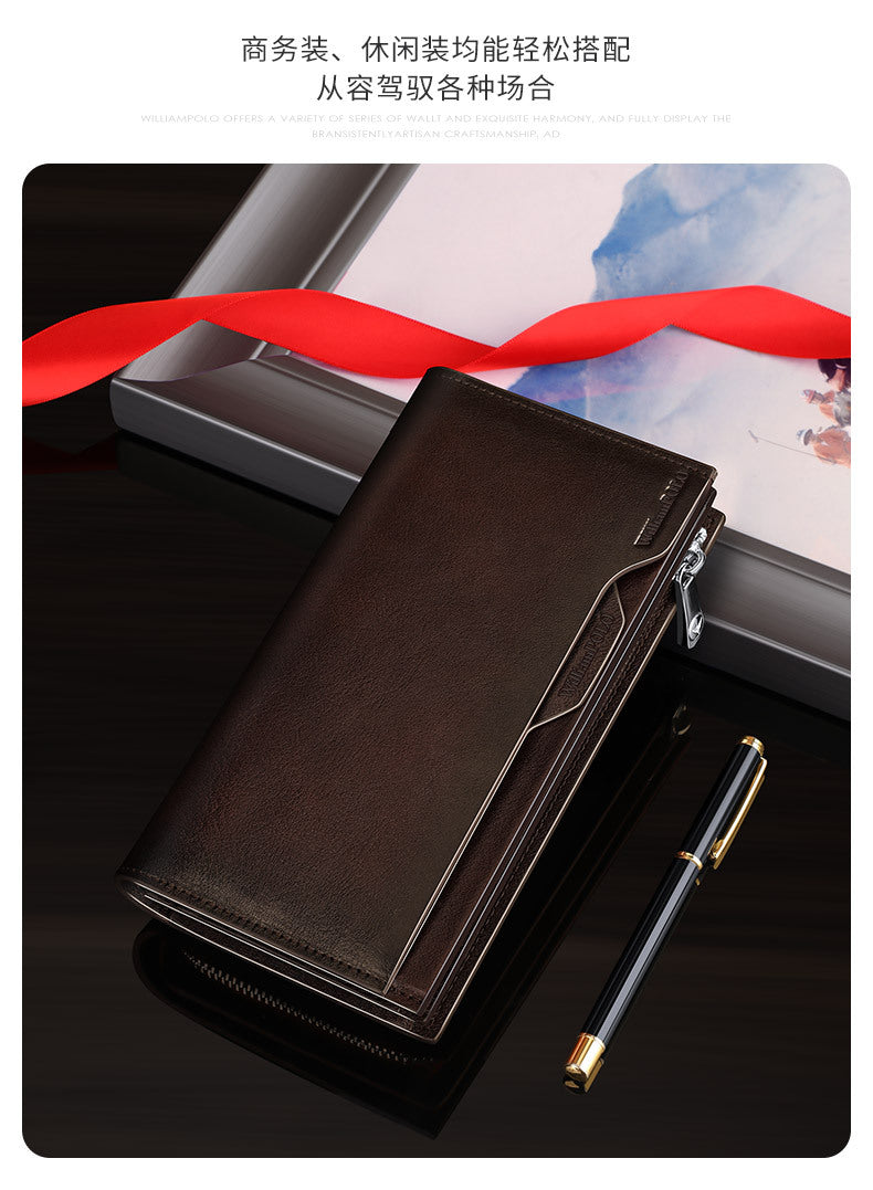 King Paul men's wallet long leather multi card slot fashion retro color hand bag card wallet wholesale