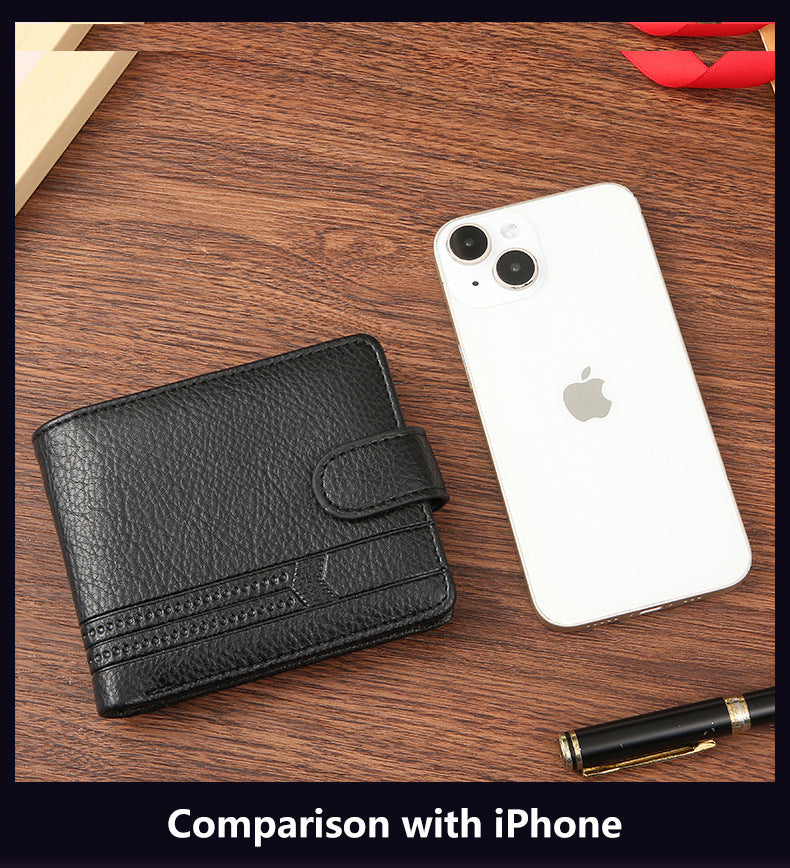 Cross-Border Dropshipping Manufacturer Wholesale Men's Wallet Pu Leather Short Zipper Buckle Wallet New Style Wallet Coin Purse