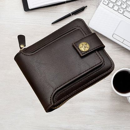 Foreign trade men's wallet short card bag one retro horizontal zipper men's wallet factory wholesale wallet