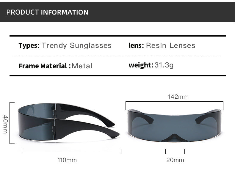 New Futuristic One-Piece Sunglasses, Internet Celebrity Bounce and Stylish European and American Sunglasses, Douyin Live Broadcast