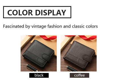 Cross-Border Dropshipping Manufacturer Wholesale Men's Wallet Pu Leather Short Zipper Buckle Wallet New Style Wallet Coin Purse