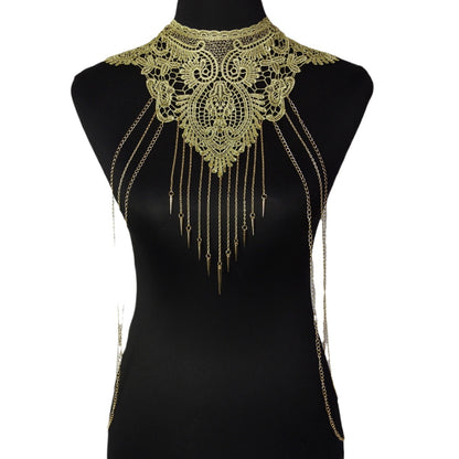 Cross-Border Jewelry Body Chain Jewelry Gold Lace Multi-Layer Tassel Necklace Body Chain