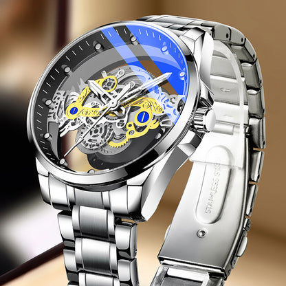 Cross-Border Dropshipping New Double-Sided Hollow Fully Automatic Movement Non-Mechanical Watch Tourbillon Watch Men's Waterproof