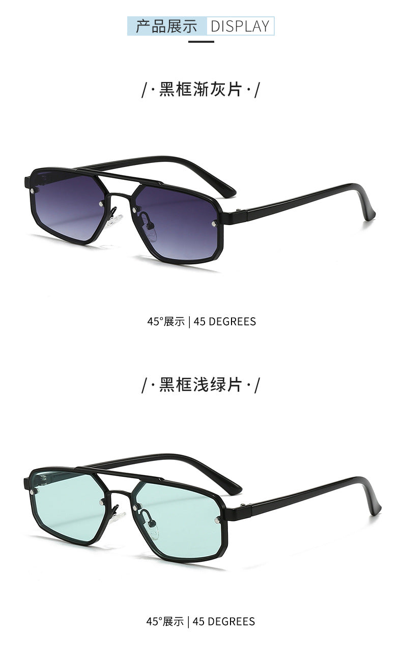 Metal Sunglasses New Trendy Cat-Eye Sunglasses for Men and Women Double Bridge Glasses in Stock Wholesale Polarized Sunglasses