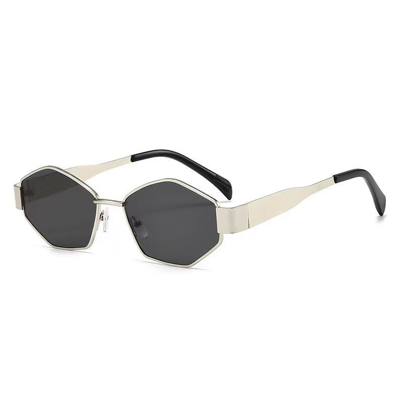 Cross-border New Arc de Triomphe Oval Metal Small Frame Sunglasses Women's High-end Fashion Street Photograph Sunglasses Sunglasses