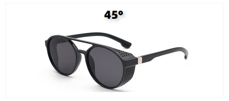 European and American Fashion Trend New Double-Beam Sunglasses Steampunk Sunglasses Round Retro Sunglasses 97040