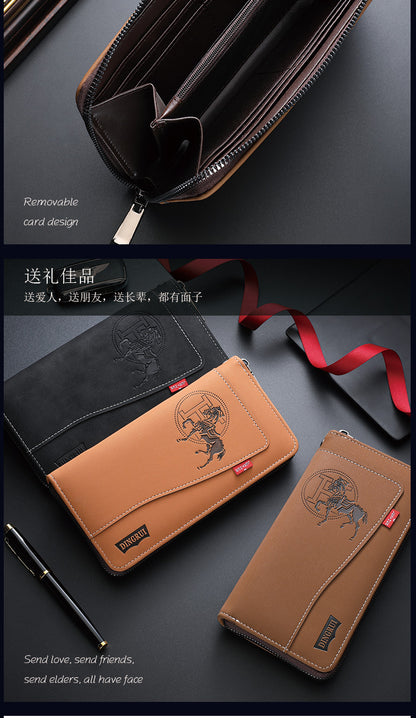 New crazy horse leather men's wallet European and American retro style PU zipper bag fashion short card bag change bag wholesale
