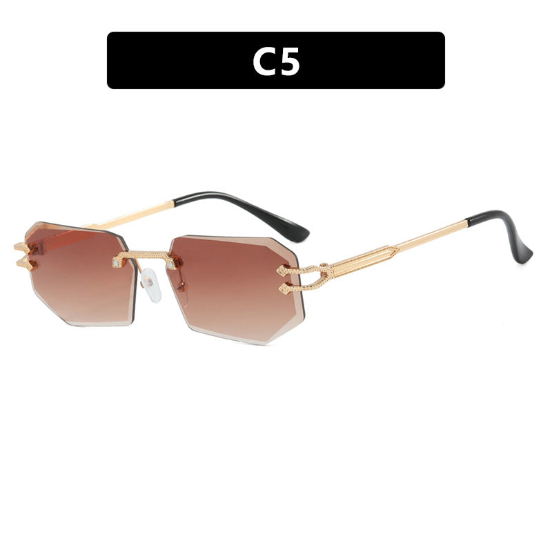 Irregular Frameless Edge-Cut Sunglasses 2024 New Style Personalized Fashion Sunglasses Street Style Trendy Sunglasses for Women