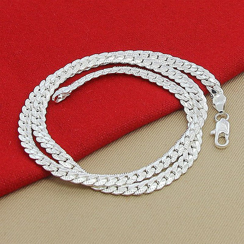 16-24 inch foreign trade best selling 5MM side necklace plated 925 silver men's and women's wear manufacturers in stock direct supply batch