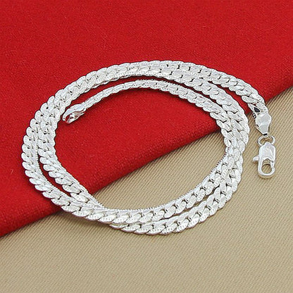 16-24 inch foreign trade best selling 5MM side necklace plated 925 silver men's and women's wear manufacturers in stock direct supply batch
