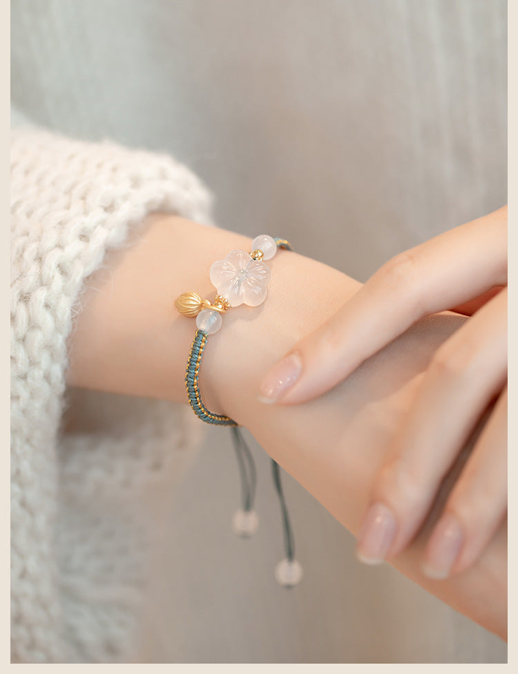 New Chinese Style Design Sense Plum Blossom Woven Bracelet for Women Chinese Style Adjustable Woven Hand Rope Gifts Hand Woven Rope