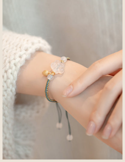 New Chinese Style Design Sense Plum Blossom Woven Bracelet for Women Chinese Style Adjustable Woven Hand Rope Gifts Hand Woven Rope