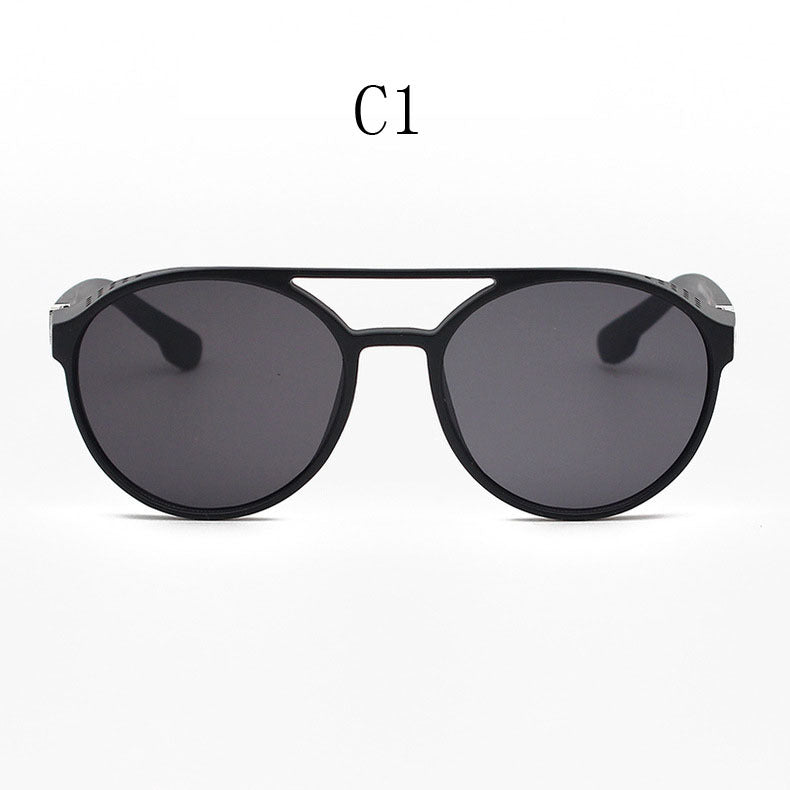 European and American Fashion Trend New Double-Beam Sunglasses Steampunk Sunglasses Round Retro Sunglasses 97040
