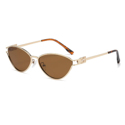 Fashionable Metal Cat-Eye Sunglasses European and American Trendy Women's Sunglasses Light Luxury High-End Anti-Uv Sunglasses for Men