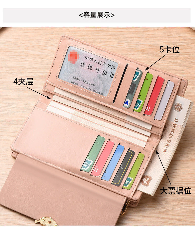 Amazon Cross-border Wallet Wholesale European and American Retro Frosted Leaf Buckle Long Clutch Large Capacity