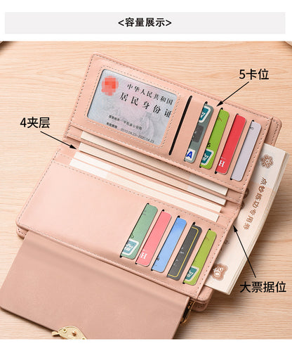 Amazon Cross-border Wallet Wholesale European and American Retro Frosted Leaf Buckle Long Clutch Large Capacity