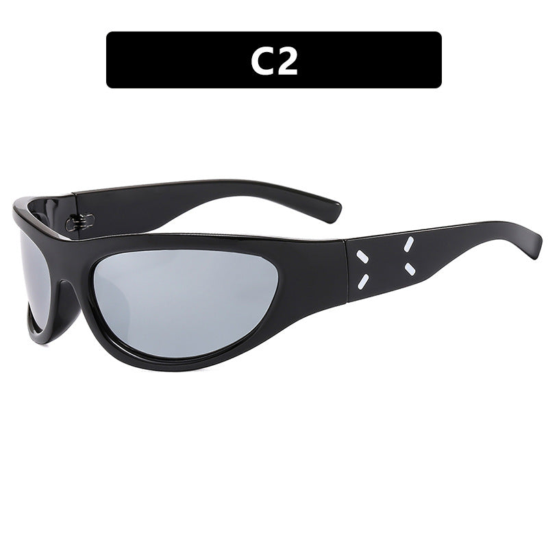 2023 New Y2K Hot Girl Cycling Sunglasses Future Technology Sunglasses Concave Shape Photo Sunglasses Trendy