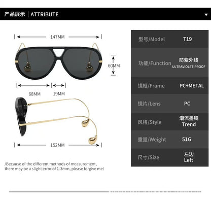 European and American Retro Large Frame Classic Double Beam Sunglasses New Personalized Outdoor Anti-ultraviolet Tide Men's and Women's Cross-border Sunglasses