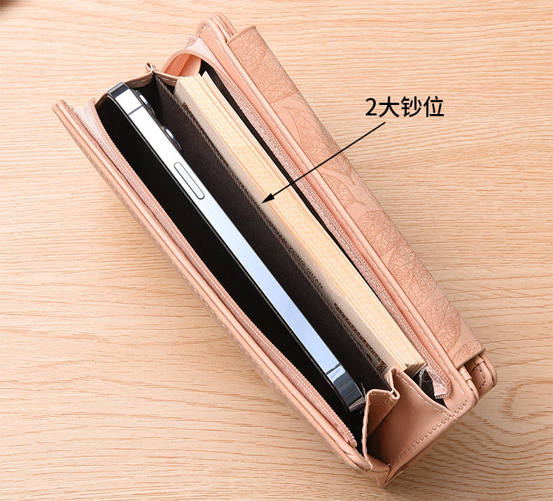 Amazon Cross-border Wallet Wholesale European and American Retro Frosted Leaf Buckle Long Clutch Large Capacity