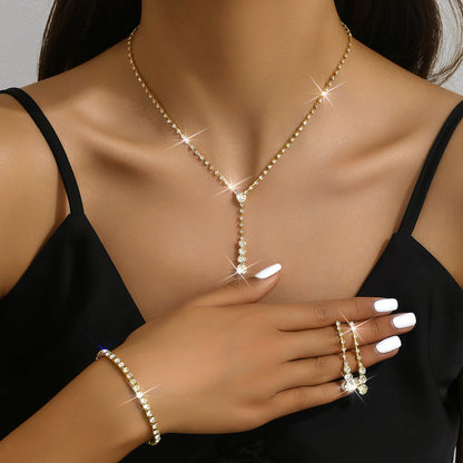 Factory Direct Approval Fashion Wedding Wedding Photography Accessories Earrings Necklace Bracelet Set Combination Multiple Choice
