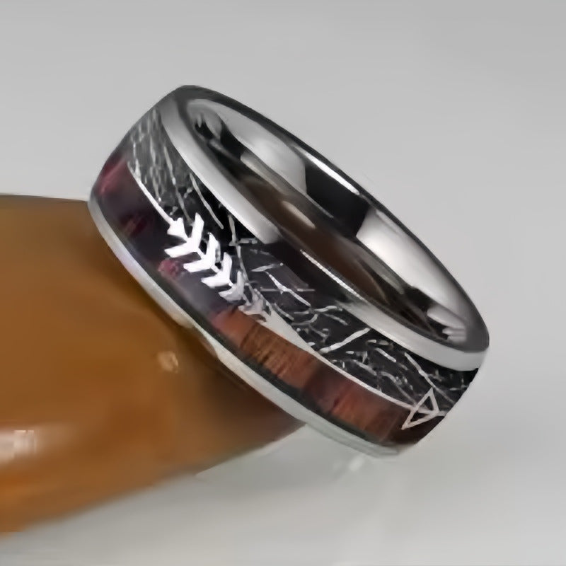 Cross-border explosions stainless steel ring three slot inlaid obsidian high sense of niche ring in stock a batch