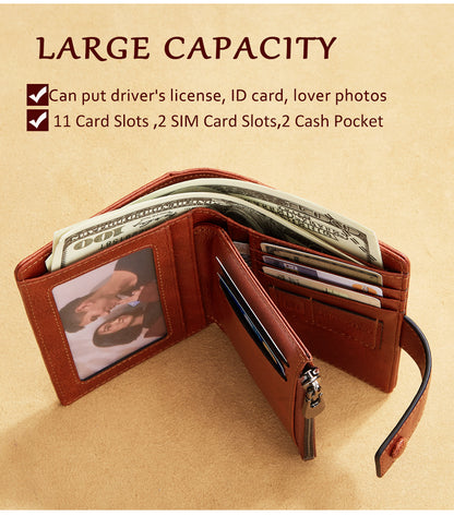 Men's wallet wholesale leather zipper short retro wallet RFID anti-theft foreign trade leather wallet manufacturers processing