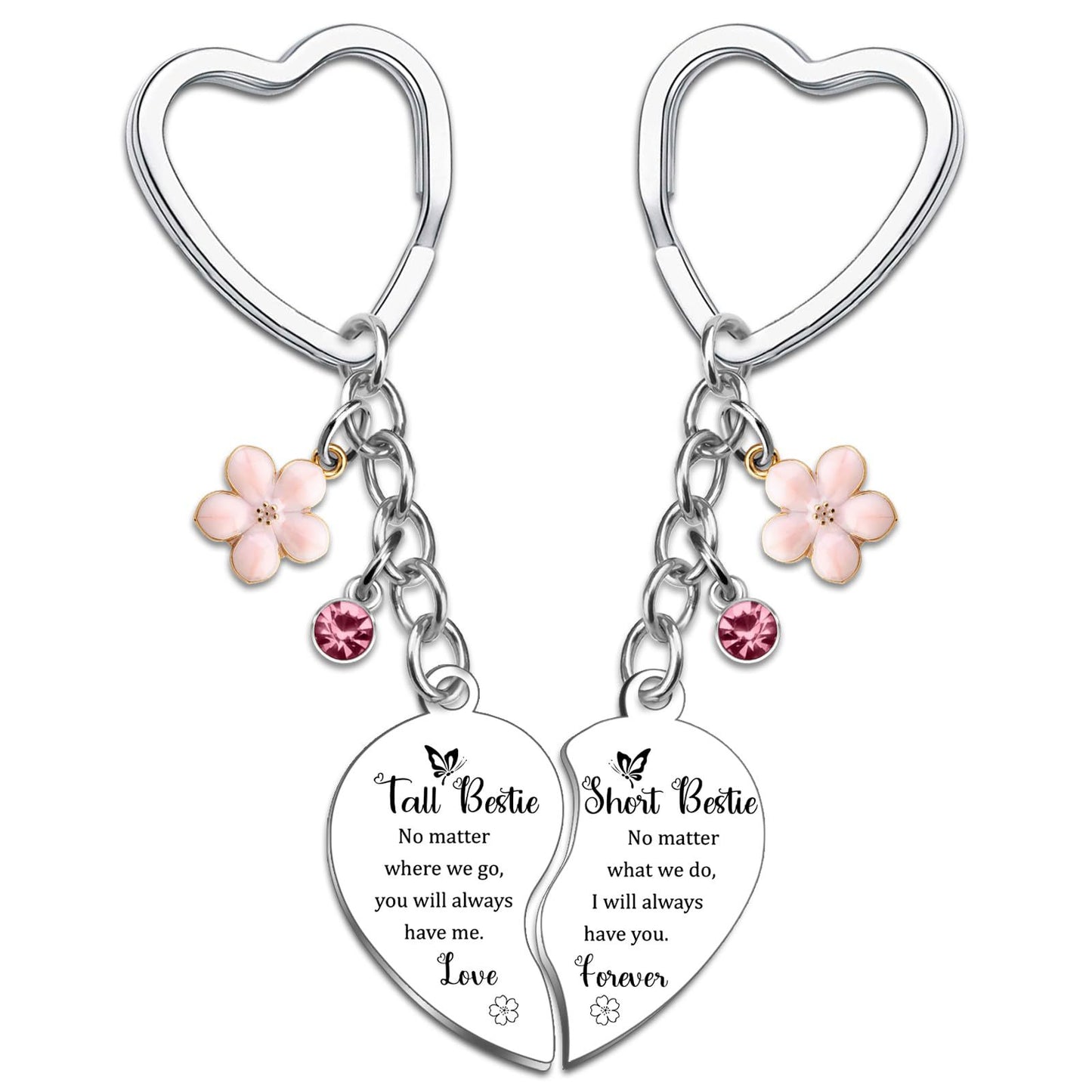 Mother's Day Keychain Women's Rose Gold Engraved Flower Pendant Keychain Love Puzzle Keychain Set