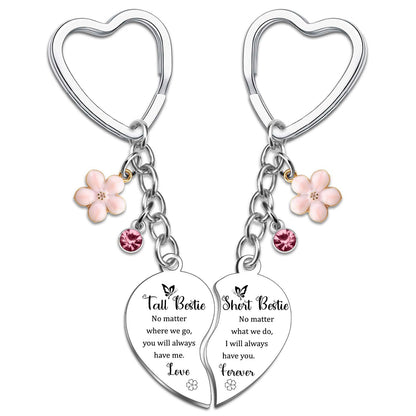 Mother's Day Keychain Women's Rose Gold Engraved Flower Pendant Keychain Love Puzzle Keychain Set