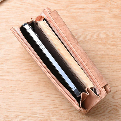 Amazon Cross-border Wallet Wholesale European and American Retro Frosted Leaf Buckle Long Clutch Large Capacity