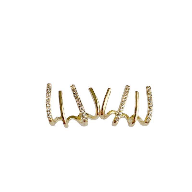 European and American fashion retro zircon four-claw earrings high-grade temperament simple zircon female silver pin earrings flash earrings
