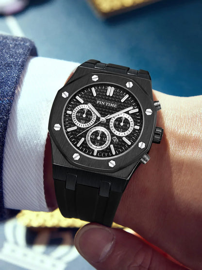 Foreign Trade Products: Men's Watch with Three Dials, Multi-Functional, Sports, Waterproof, Men's Fashion Casual Watch, Cross-Border Hot-Selling Item
