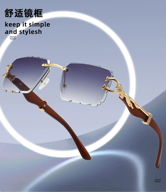 New Women's Frameless Sunglasses Distinctive Square Sunglasses Men's High Sense Fashion Cross-Border Cut-Edge Sunglasses