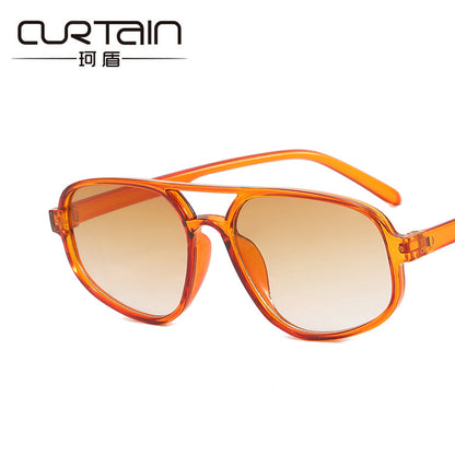 Trendy Oval Double-Bridge Sunglasses 2022 New Fashion Simple Retro Internet Celebrity Sunglasses for Women