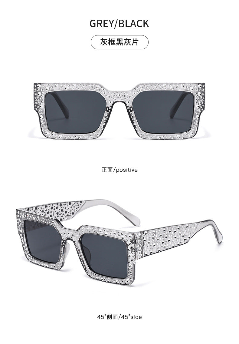 Diamond-Encrusted Starry Sky Square Sunglasses, Personalized Sunglasses, Fashionable Internet Celebrity Street Photography, Catwalk Versatile Sunglasses